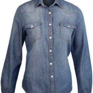 Dámska denim košeľa s dlhým rukávom